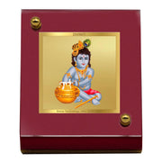 DIVINITI 24K Gold Plated Religious Car Dashboard Frame | Premium God Idol Frame for Car, Home Mandir & Office Table | Spiritual Gift, Decorative Showpiece | Bal Gopal