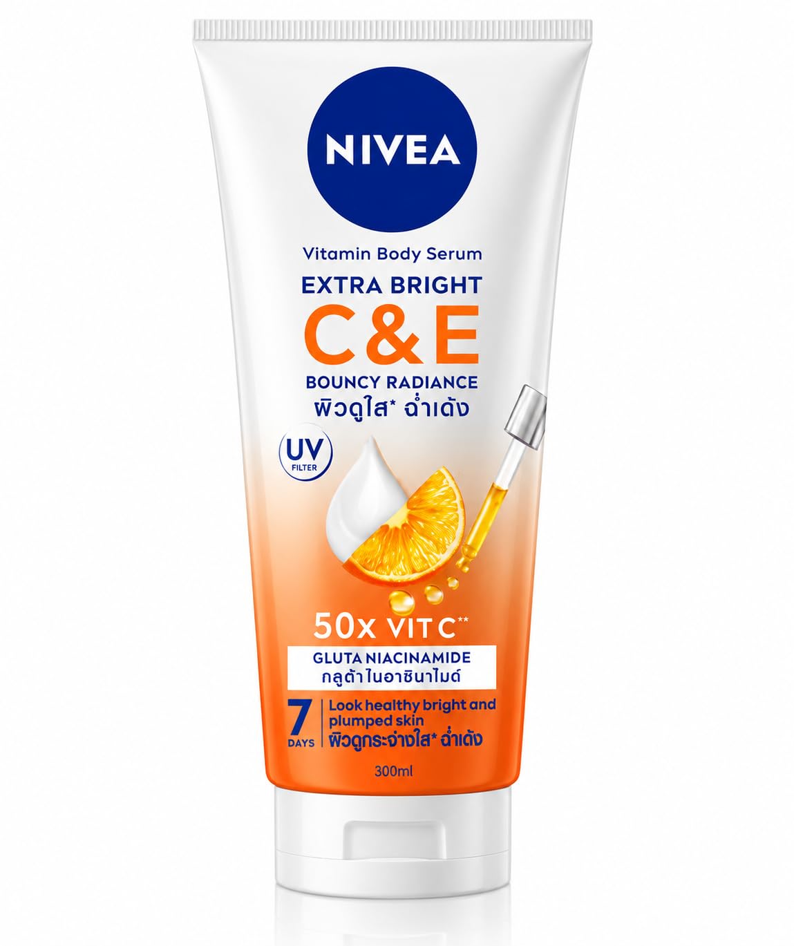 NIVEA Extra Bright C&E Vitamin Body Serum, with Vitamin C, Vitamin E, Glutathione & Niacinamide, Brightening & Hydrating, Fast Absorbing, All Skin Types, 300 ml
