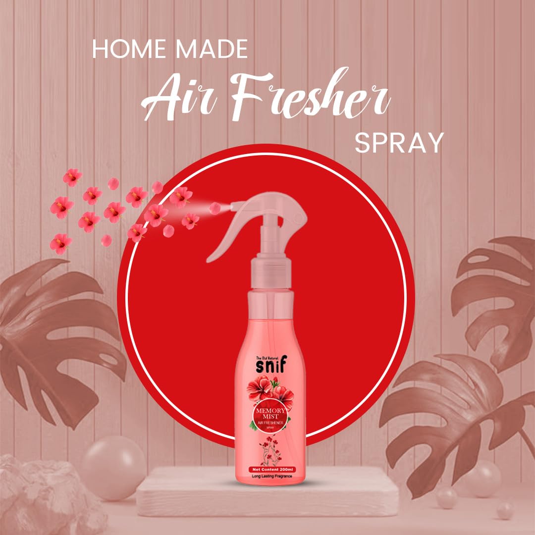 The Old Natural Snif Memory Mist Room Air Freshener | Long Lasting Fragrance with Essential Oils 1000+ Sprays | Room & Car Freshener (Memory Mist 200ml)