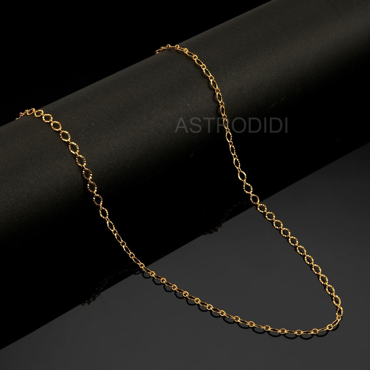 ASTRODIDI Gold Plated Chain | 24 Inch Stylish Light Weighted Golden Brass Neck Chain For Girls Women Men Boys (CHAIN-BALA-11)