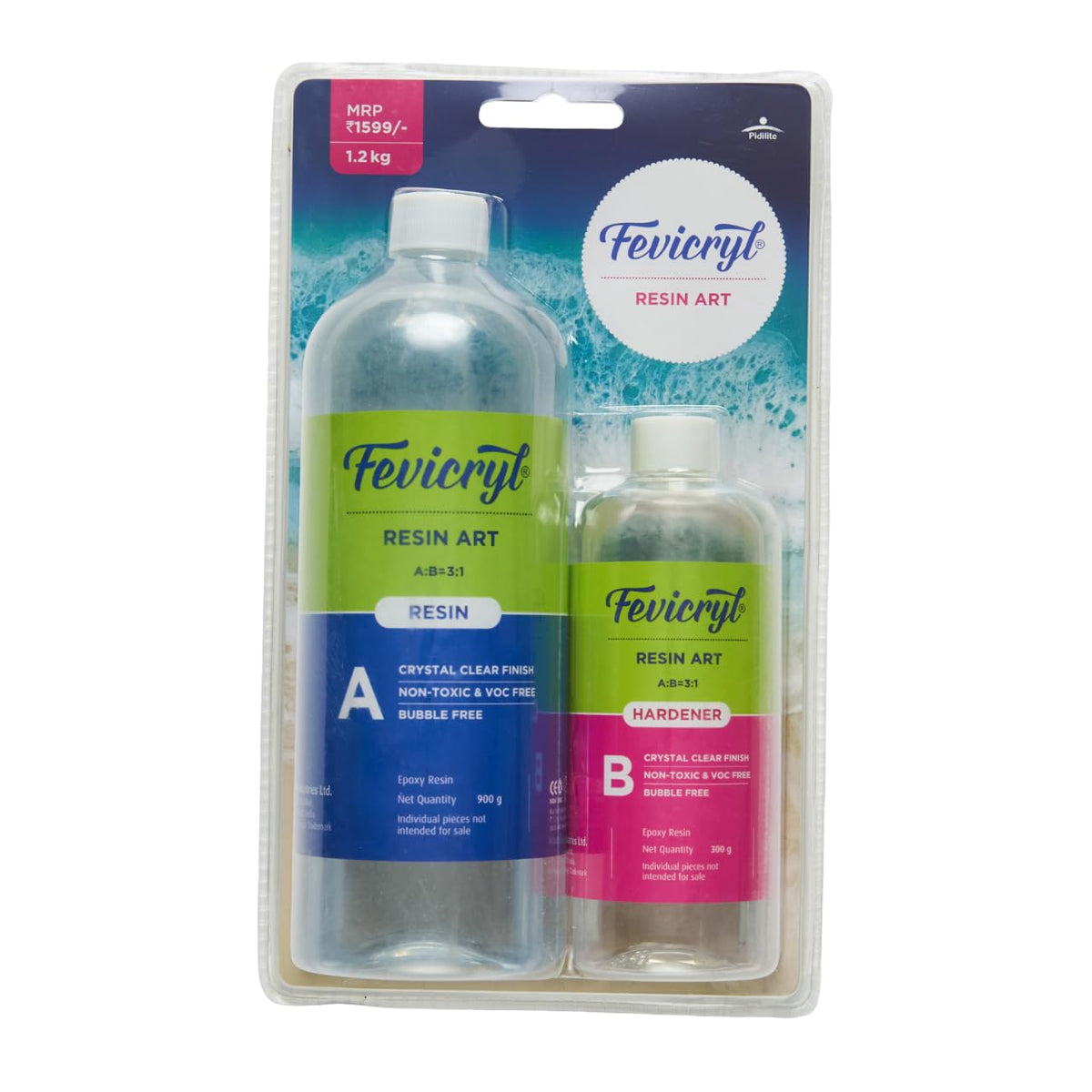 Fevicryl Epoxy Resin Art Kit, 1200g | Non-Toxic, Long Lasting, Smooth Finish | Easy to use | Suitable for Making Jewellery, Coasters and DIY Craft | Ideal for Hobbyists, Artists & Gifting