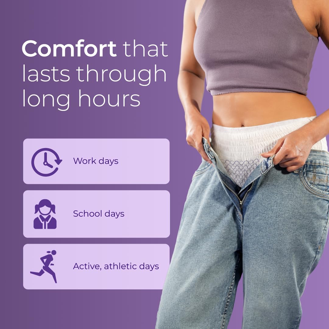 Nua Comfort Disposable Period Panties (M-L) | Pack of 10 Panties | Disposable | 360° Coverage | Zero Irritation | 4x Comfort | For Heavy Flow | No rashes | Leakproof | Seamless | 100% Toxic-Free, Dermatologically Tested