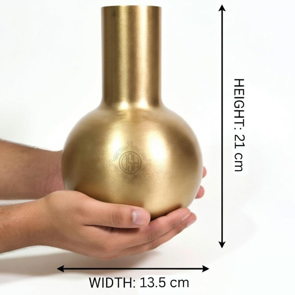 DSH Metal Vase Modern Decorative Table Top for Living Room Bedroom & Office (13.5X21 CM) Round Flower Pot for Fresh & Artificial Flowers