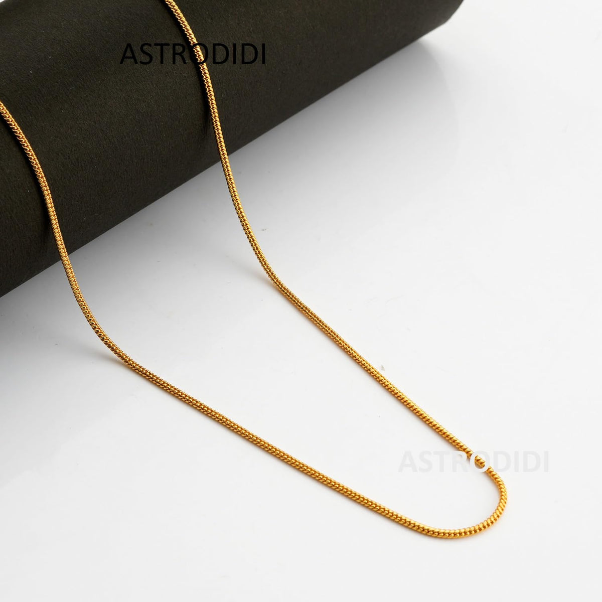 ASTRODIDI Gold Plated Chain | 24 Inch Stylish Light Weighted Golden Brass Neck Chain For Girls Women Men Boys (MHC-03)