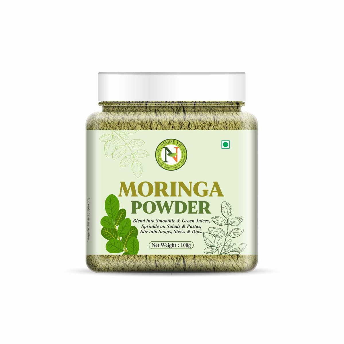 NatureVit Pure Moringa Leaf Powder 100g | Natural Superfood Supplement | Rich in Vitamins, Minerals & Antioxidants | Vegan & Gluten-Free