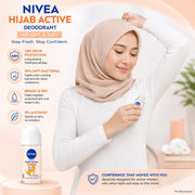 NIVEA Hijab Active Bright & Dry Anti-Perspirant Roll-On Deodorant for Women, 48H Protection, Vitamin C & Anti-Bacterial Formula, 0% Alcohol, 50 ml