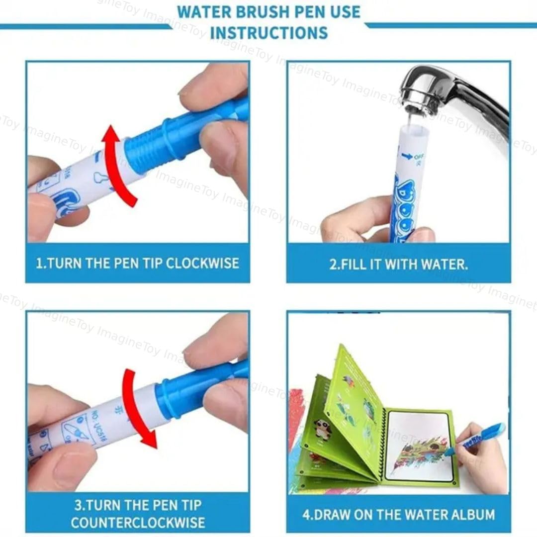 Toy Imagine Magic Water Drawing Book for Kids, Pack of 12
