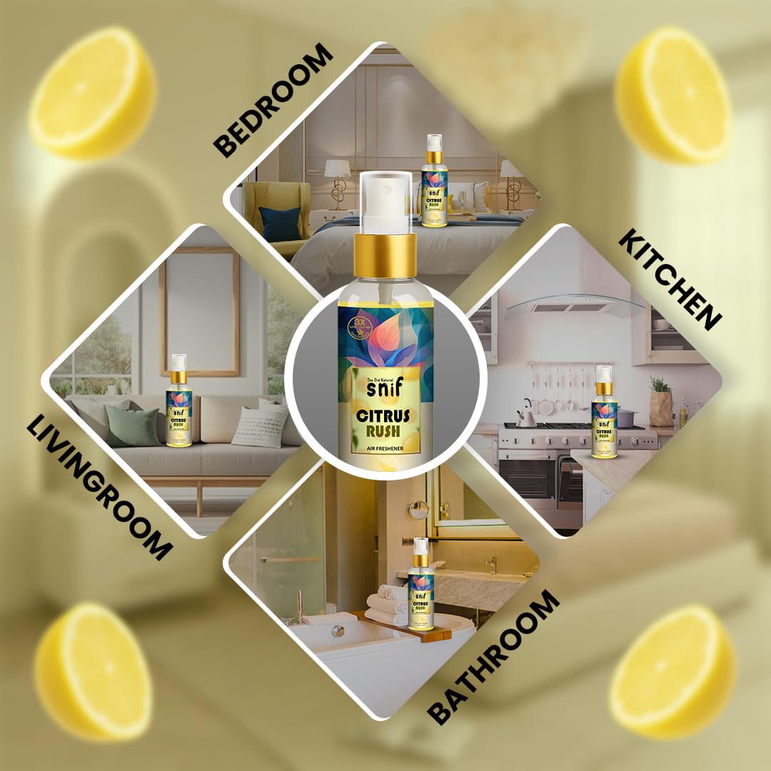 The Old Natural Snif Citrus Rush & Lavender Love Air Freshener Spray – 200ml | Uplifting Floral Aroma, Natural Air Freshener for Home, Office & Car Pack of 2 - Combo