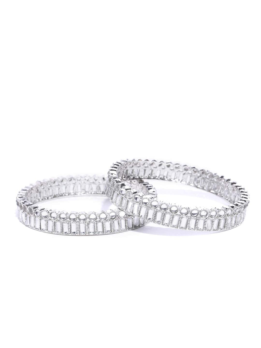 Priyaasi Elegant Latest Stylish Artificial Stones Silver-Plated Bangle Set for Women & Girls
