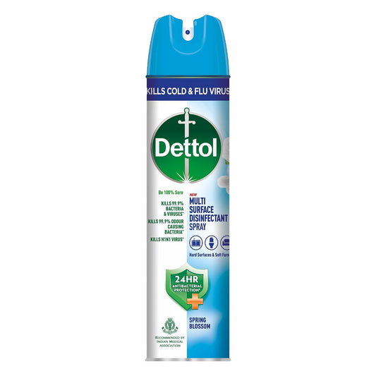 Dettol Disinfectant Sanitizer Spray Bottle | Kills 99.9% Germs & Viruses | Germ Kill on Hard and Soft Surfaces (Spring Blossom, 225ml)