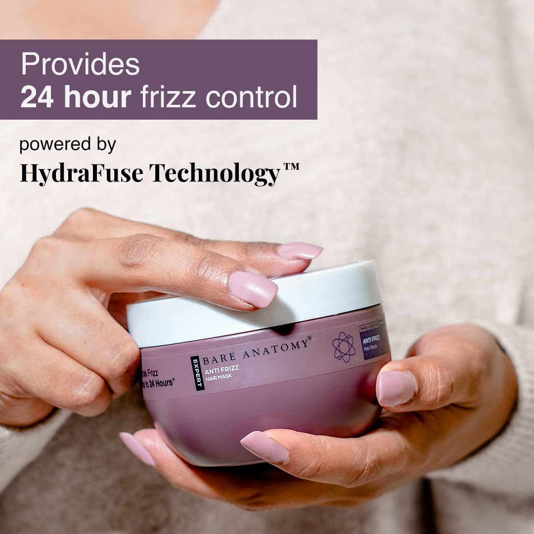 Bare Anatomy Anti Frizz Shampoo & Hair Mask Combo | Hyaluronic Acid & Fatty Acids | Frizz Control Up to 24 Hours | Smooth & Shiny Hair | 250ml + 250g