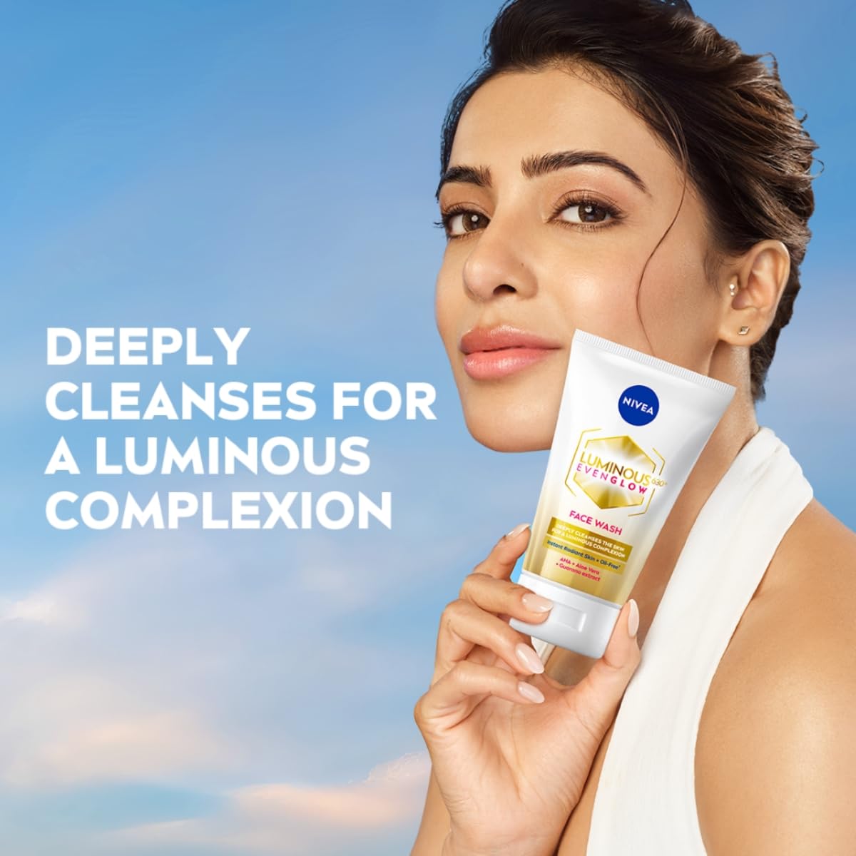 NIVEA Luminous Even Glow 2% AHA Face Wash | Oil-Free Cleanser with Aloe Vera & Guarana Extracts | Deep Cleansing Face Wash for Oily, Normal & Sensitive Skin | Exfoliating Brightening Face Cleanser for Women & Men | 50ml