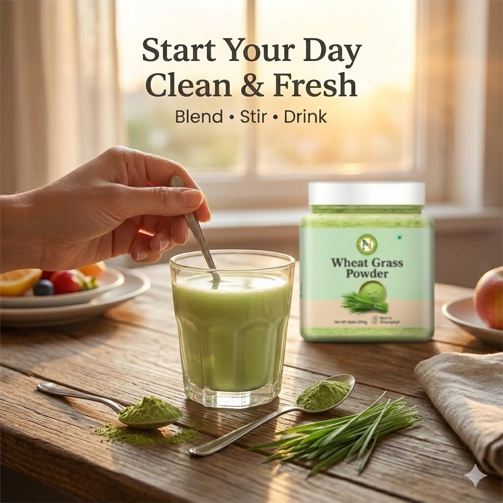 NatureVit Wheatgrass Powder 100g | Alkalizing Superfood Rich in Chlorophyll, Fiber & Antioxidants | Vegan, Non-GMO, Gluten-Free | Detox & Energy Booster