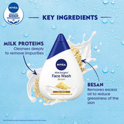 NIVEA Milk Delights Face Wash Fine Gramflour For Oily Skin 100ml, 100 ml