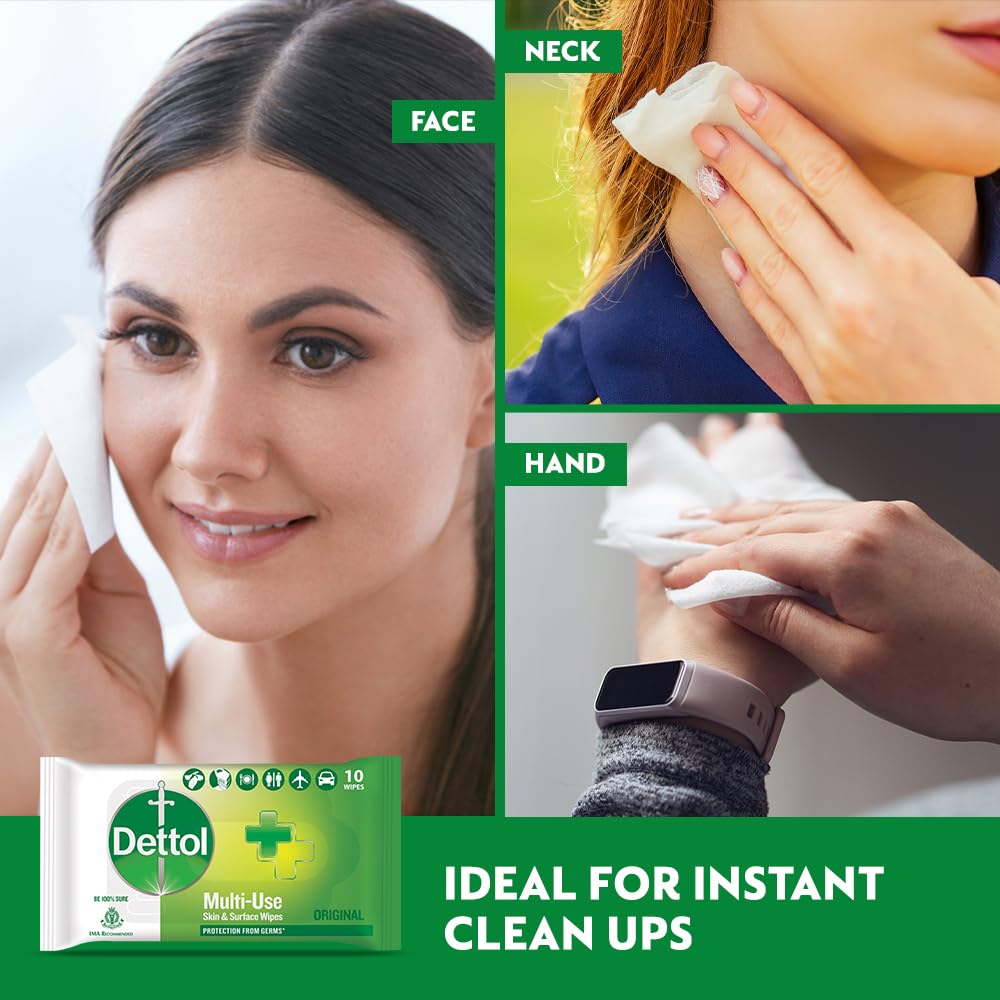 Dettol Disinfectant Sanitizer Wet Wipes for Skin & Surfaces, Original – 80 Count & Disinfectant Skin & Surface Wipes, Original – 40 Count