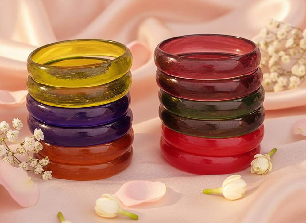 NMII Beautiful Matte Finish Transparent Multicolor Glass Kada for Women & Girls on Different Occasions