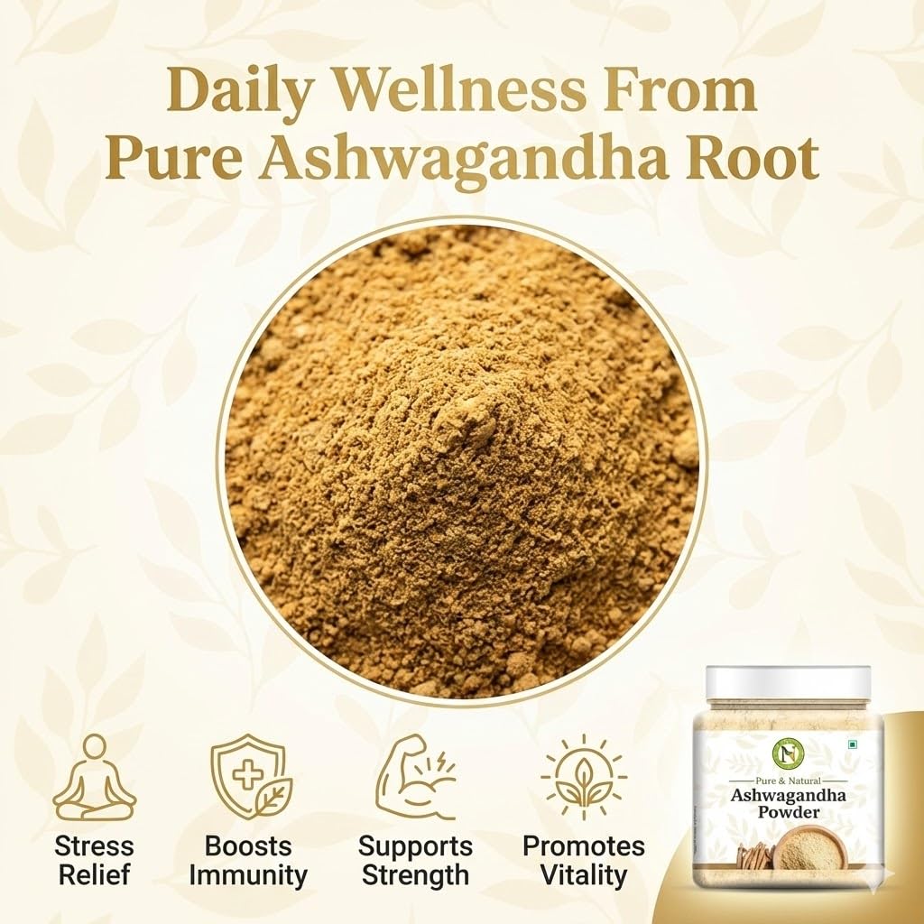 NatureVit Ashwagandha Root Powder, 100g | Pure Asvagandha Churna | No Preservatives | Helps Reduce Stress & Boost Strength | Amukkara Kizhangu