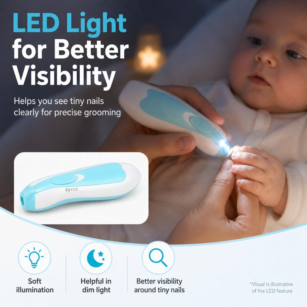 Toy Imagine Electric Baby Nail Trimmer with LED Light Multi Colour