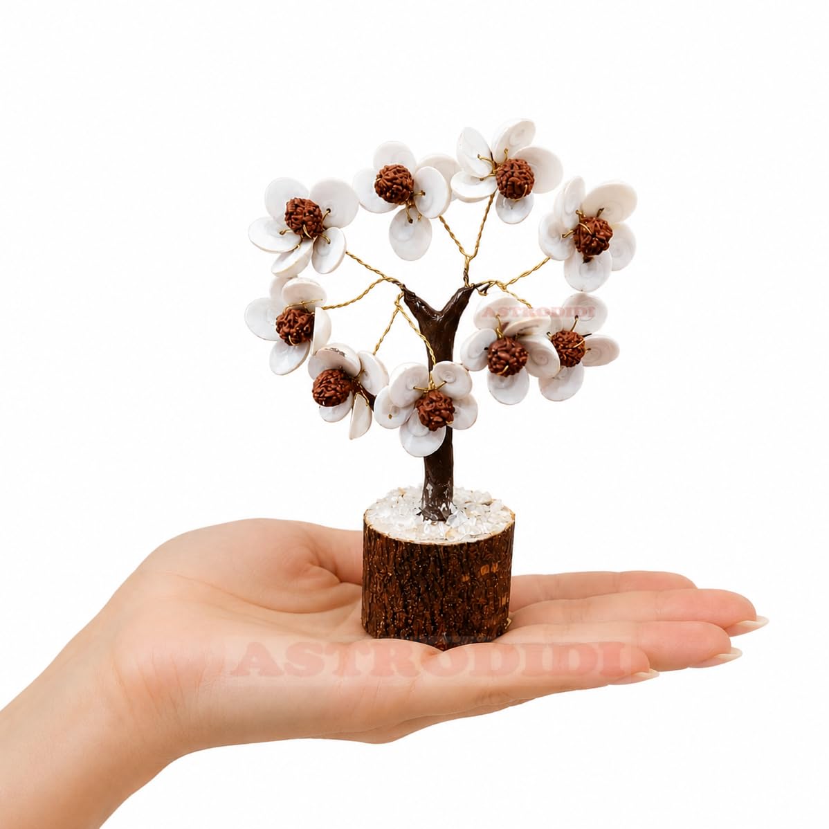 Astrodidi Gomti Chakra Stone & Rudraksha Beads Tree | Multicolour Spiritual Home Decor Gomati Stones Showpiece | Traditionally Associated with Prosperity and Good Fortune | Decorative Gift Item