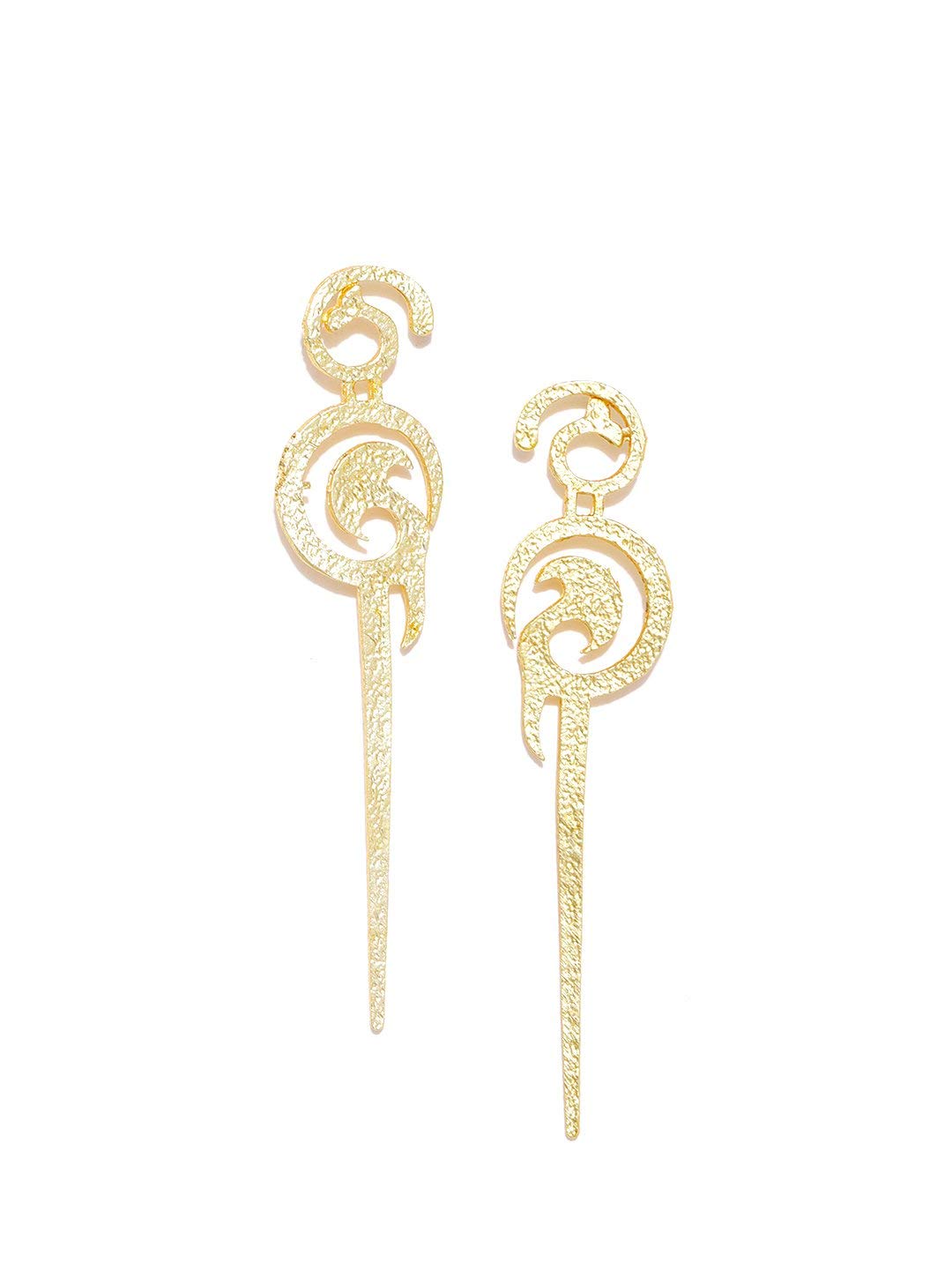 Priyaasi Prita Gold-Plated Textured Drop Earrings