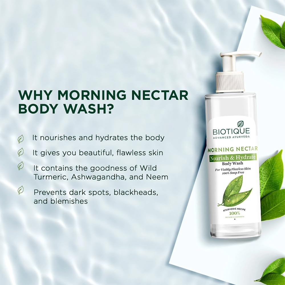 Biotique Morning Nectar Nourish & Hydrate Body Wash For Visibly Flawless Skin, 200ml