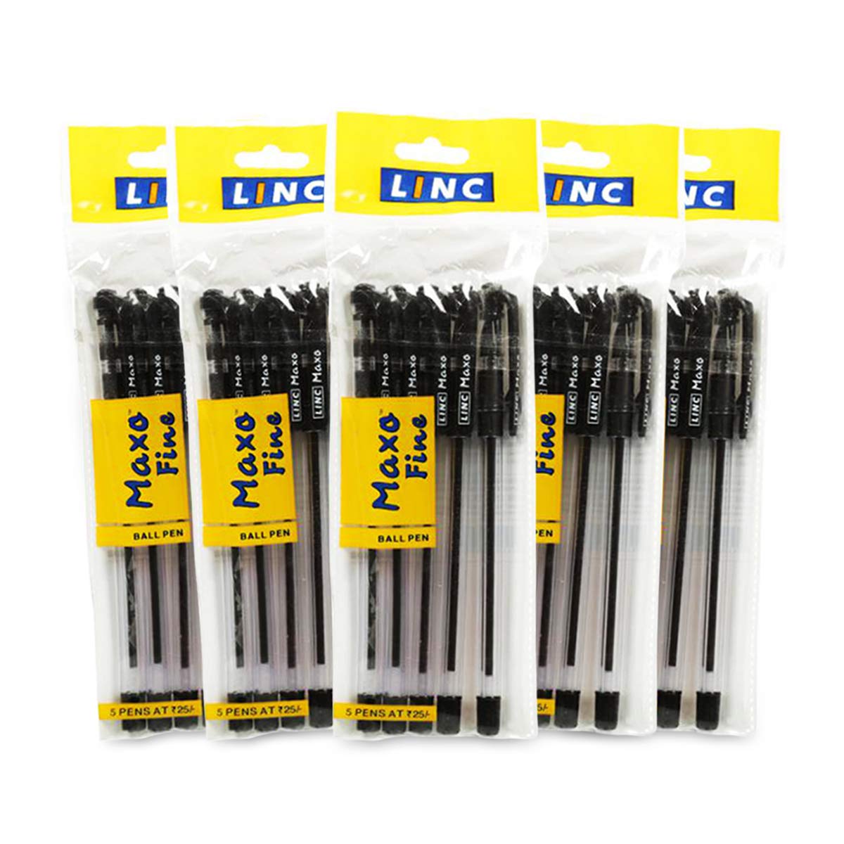 Linc Maxo Fine 0.7 mm Ball Pen | Black Ink | Pack of 25