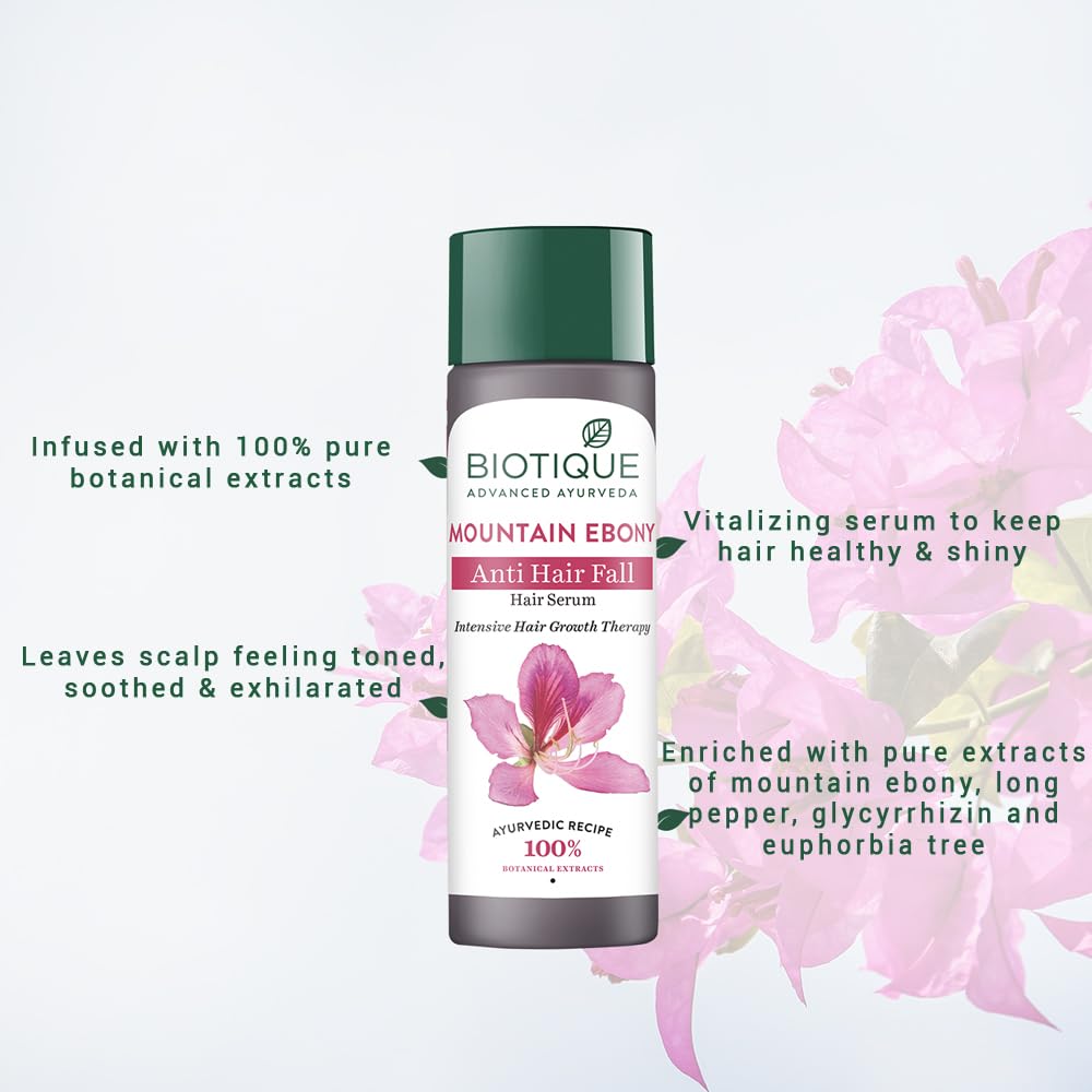 Biotique Mountain Ebony Vitalizing Serum | Prevents Hair Fall & Soothes Scalp| Promotes Hair Growth | 100% Botanical Extracts | Suitable for All Hair Types | 75ml