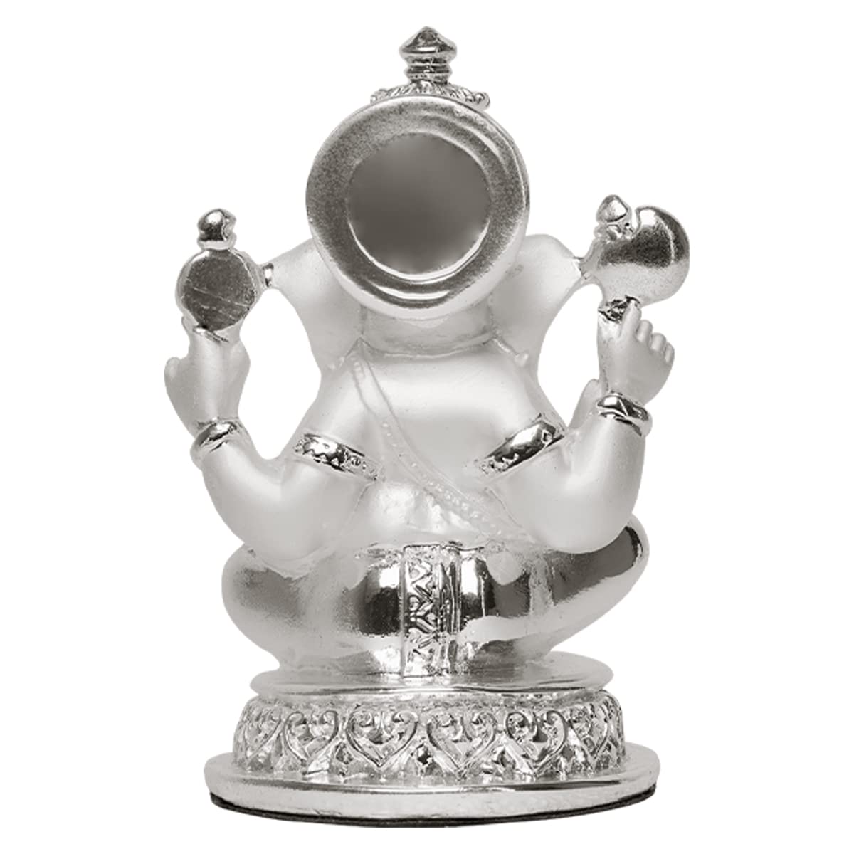 DIVINITI 999 Silver Plated Ganesha Idol for Home Decor Sculpture of Ganpati Figurine| Idol for Home, Office, Temple and Table Decoration| Religious Idol for Pooja, Gift (5.7x7 CM)