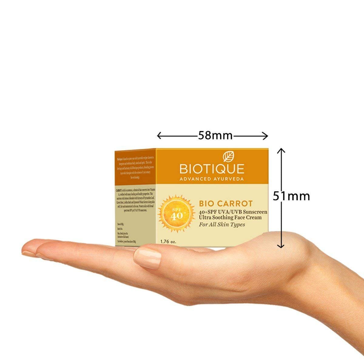 Biotique Botanicals Bio Carrot SPF40 Sunscreen Ultra Soothing Face Cream (For All Skin Types)