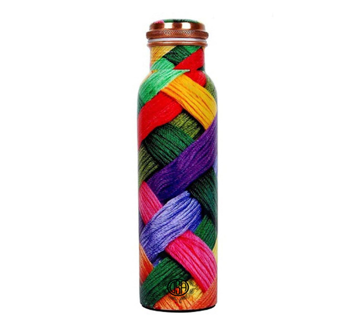 DSH Copper Bottles for 1 Litre Printed with Art Work, Travelling Purpose Bottles, Yoga Ayurveda Healing, 1000 ML (Design SM 3)