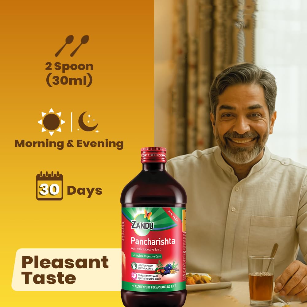 Zandu Pancharishta Ayurvedic Digestive Tonic 900ML | 15 Day Pack | Relief from Regular Gas, Bloating, Acidity & Indigestion From the Root