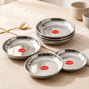 Parage 6 Pieces Stainless Steel Serving Dish Bowl – 11.5 cm Diameter | Heavy Gauge Small Halwa Plates | Durable Mirror Finish for Sweets, Snacks & Serving
