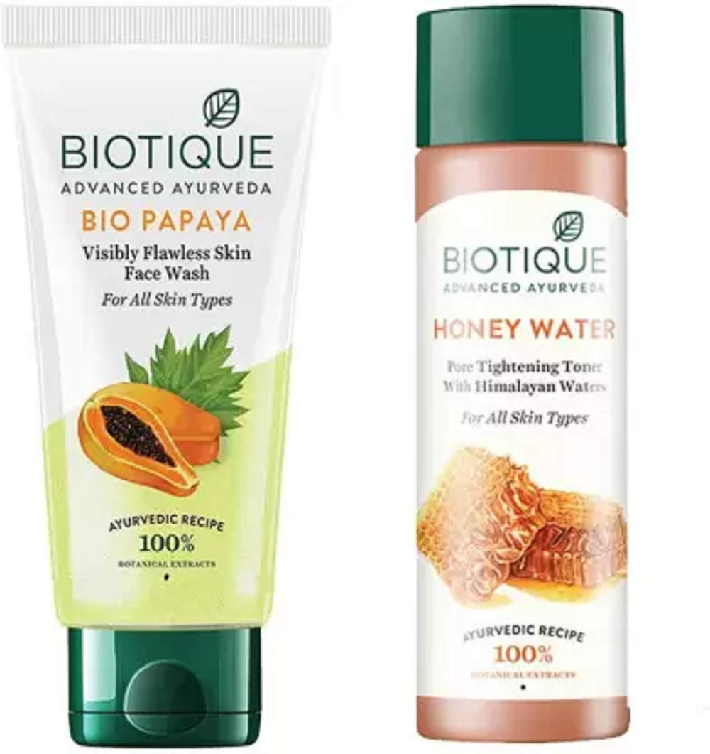 Biotique Youthfull Skin Care Pack - Bio Papaya Face Wash 100ml, Bio Toner Honey water 120ML (2 Items in the set)