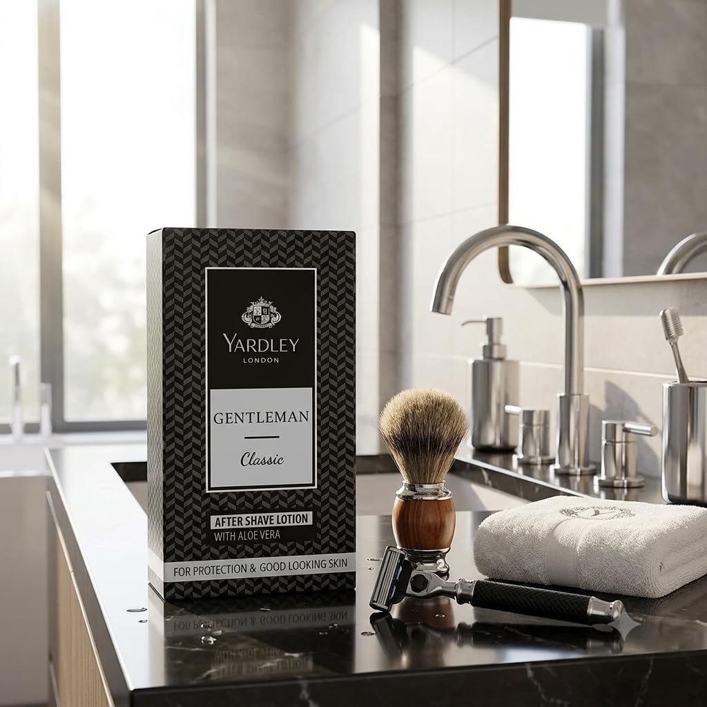 Yardley London Gentleman Classic After Shave Lotion with Aloe Vera | Soothes & Refreshes Skin After Shaving | Men's After Shave | Helps Protect Skin & Reduce Post-Shave Discomfort | 50ml