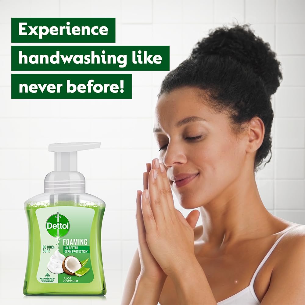 Dettol Foaming Handwash Pump - Aloe Coconut (Pack of 2-250ml each) | Rich Foam | Moisturizing Hand Wash | Soft on Hands
