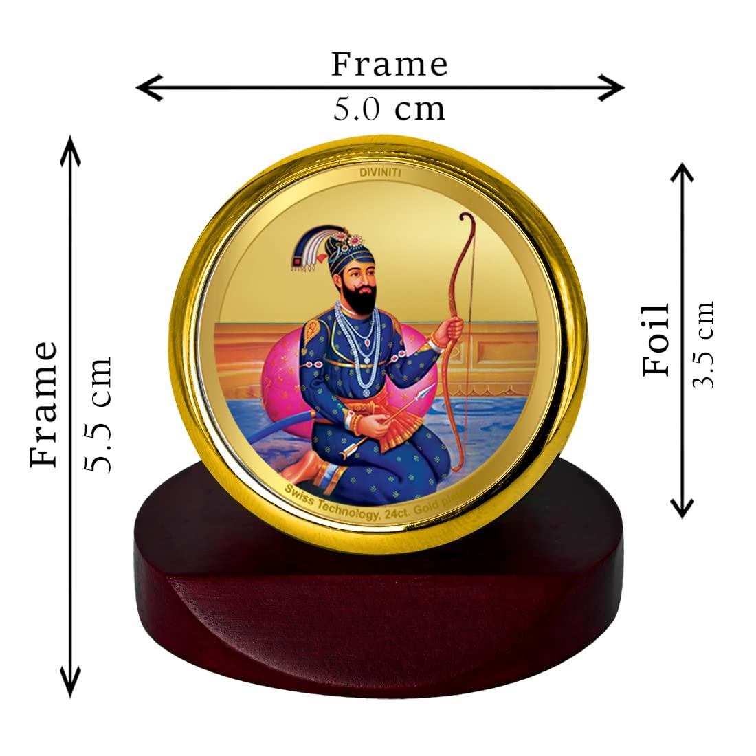 DIVINITI 24K Gold Plated Religious Car Dashboard Frame | Premium God Idol Frame for Car, Home Mandir & Office Table | Spiritual Gift, Decorative Showpiece | Guru Gobind Singh