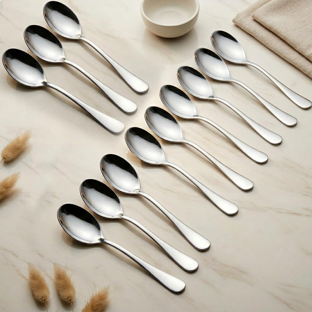 Parage 12 Pieces Stainless Steel Dinner Forks Set - Fork Set for Home and Kitchen, 12-Pieces Fruit Fork for Dining Table, Shiny and Sturdy Handle Forks with Round Edge
