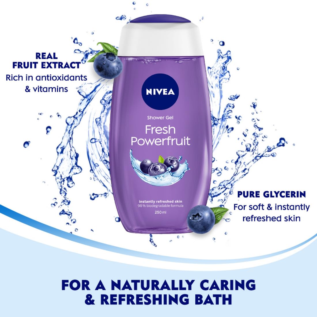 NIVEA Body Lotion 400ml & Powerfruit Shower Gel 250ml [Pack of 3]