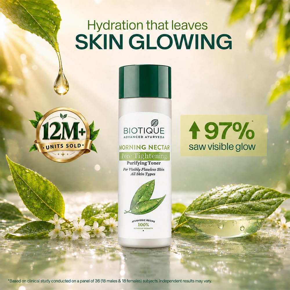 Biotique Morning Nectar Flawless Skin Moisturizer l Prevents Dark spots, Blackheads and Blemishes l Visibly Flawless Skin l Nourishes and Hydrates Skin l All Skin Types l 120ml