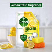 Dettol Dishwash liquid and Kitchen Gel | Cuts Tough Grease | Remove germs | Lemon Fragrance | 500ml (Refill Pack)