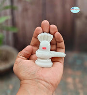 SHINDE EXPORTS shivlingam Pooja shivling White with Snake for Home Temple puja (White)