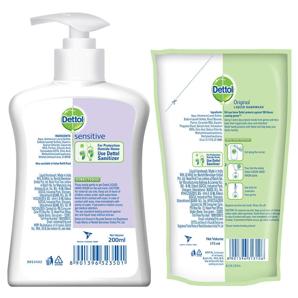 Dettol Liquid Sensitive Handwash - 200 ml - 175 ml (Any Variant)