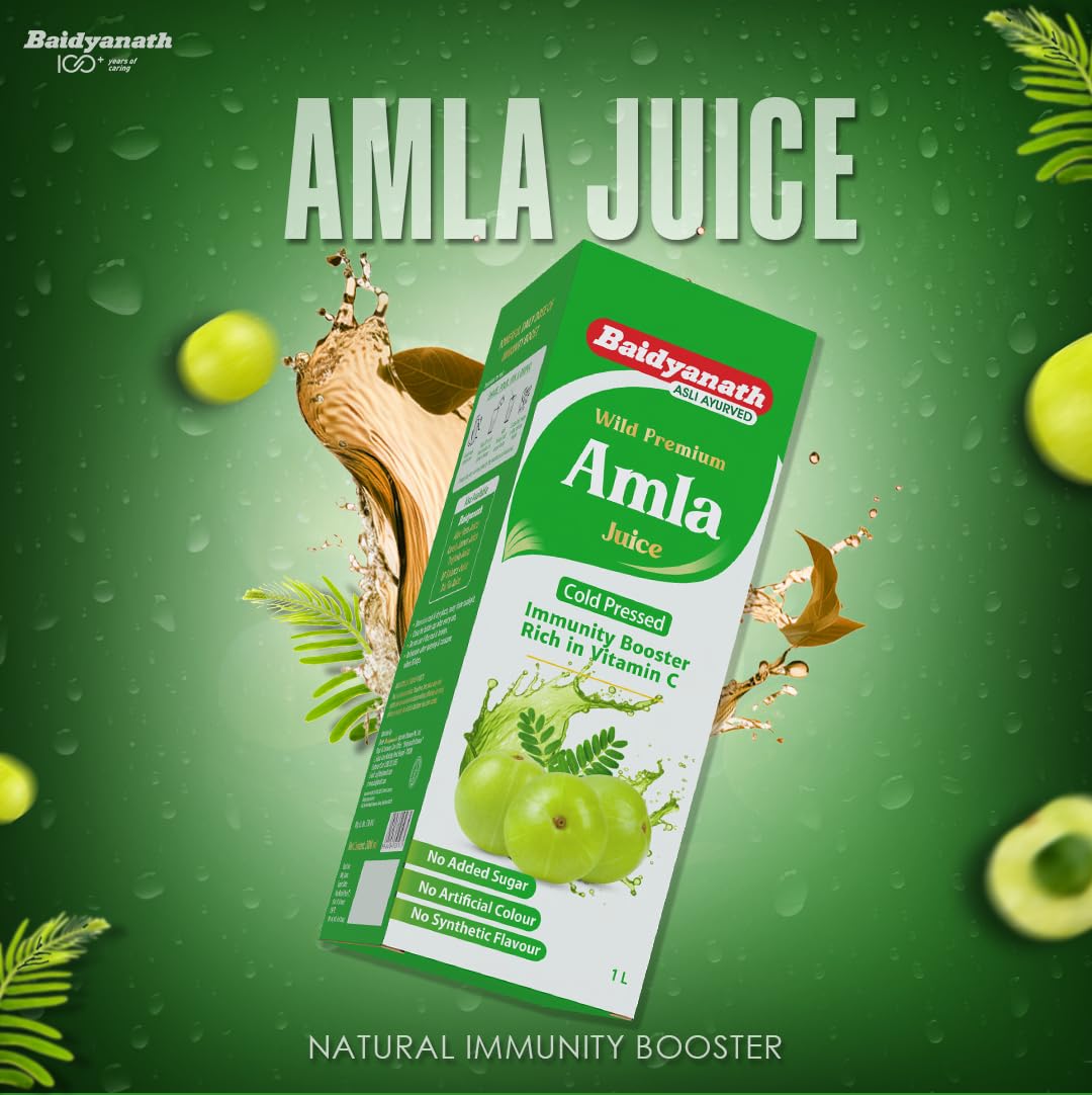 Baidyanath Amla Juice|Pitta-Balancing, Immune-Boosting Juice For Cough, Cold & Seasonal Illnesses|Antioxidant & Vitamin C Rich|Cold-Pressed|Supports Weight Management|1000 Ml