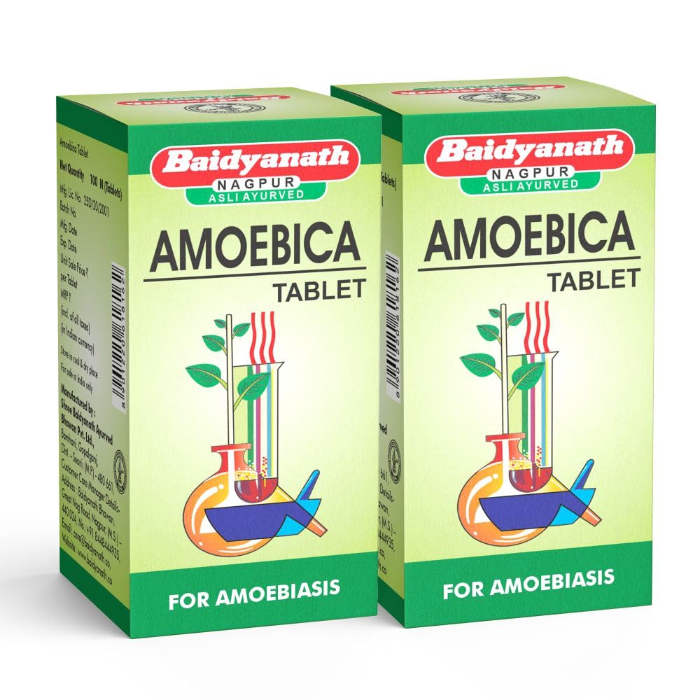 Baidyanath Asli Ayurved Amoebica I Ayurvedic Diarrhea Medicine I 100 Tab (Pack of 2)