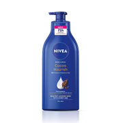 NIVEA Cocoa Nourish Body Lotion for Men & Women with Cocoa Butter, Hyaluronic Acid & Vitamin E Moisturizer for Dry Skin, Deep Nourish Serum Body Cream 72H Moisturiser, Non Greasy Face Cream 600ml