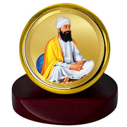 DIVINITI 24K Gold Plated Religious Car Dashboard Frame | Premium God Idol Frame for Car, Home Mandir & Office Table | Spiritual Gift, Decorative Showpiece | Guru Tegh Bahadur Ji