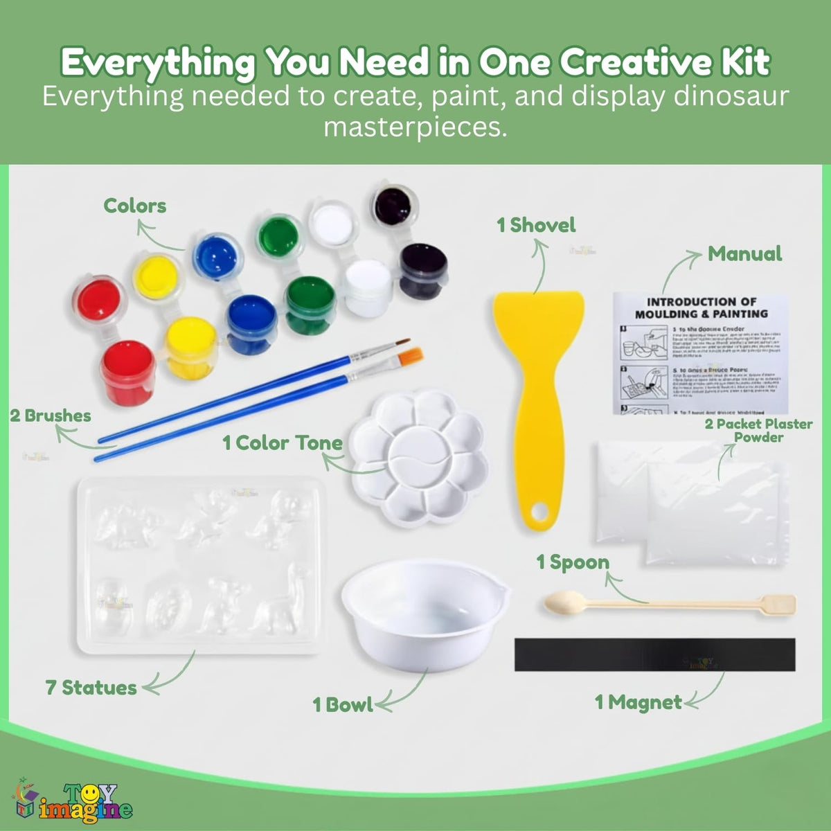 Toy Imagine DIY Dinosaur Mould & Paint Craft Kit for Kids Age 6-12 Years