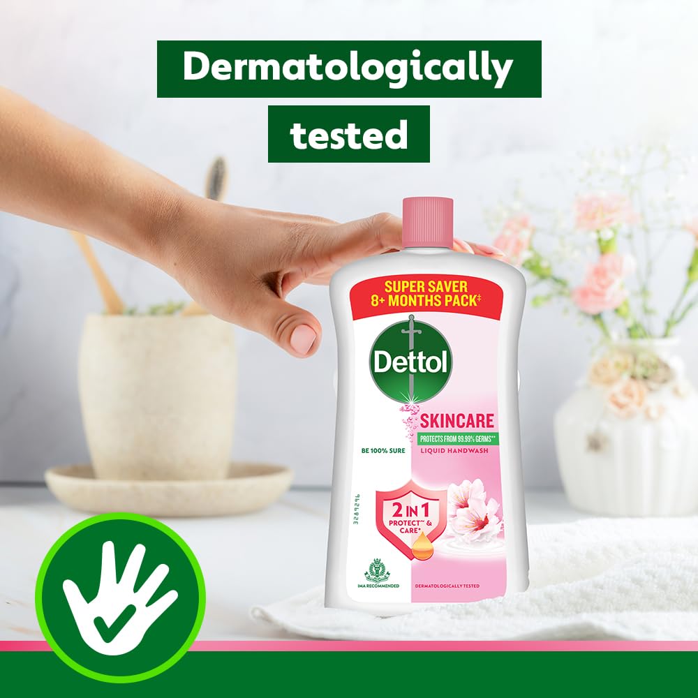 Dettol Liquid Handwash Bottle - Skincare Hand Wash- 875ml (Pack of 3) | pH Balanced | 10x Better Germ Protection