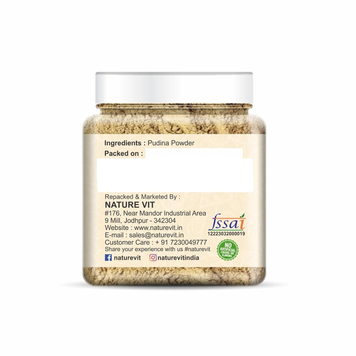 NatureVit Pudina Powder for Cooking 500gm [250g x 2 Jar] | Dried Mint Leaf Powder | Natural Flavor Enhancer | Refreshing & Aromatic | Ideal for Chutneys, Raitas, Masala Mixes
