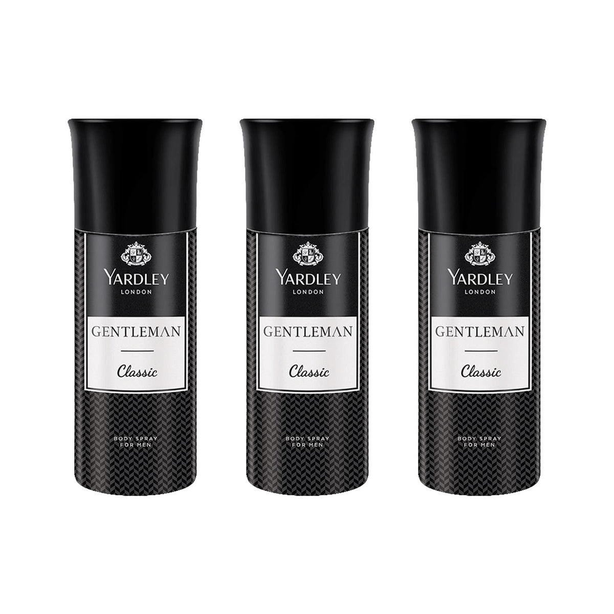 Yardley London Gentleman Classic Body Spray for Men| Fresh Woody Fougère Notes | Masculine Fragrance | Body Deodorant for Men | 150ml, Pack of 3